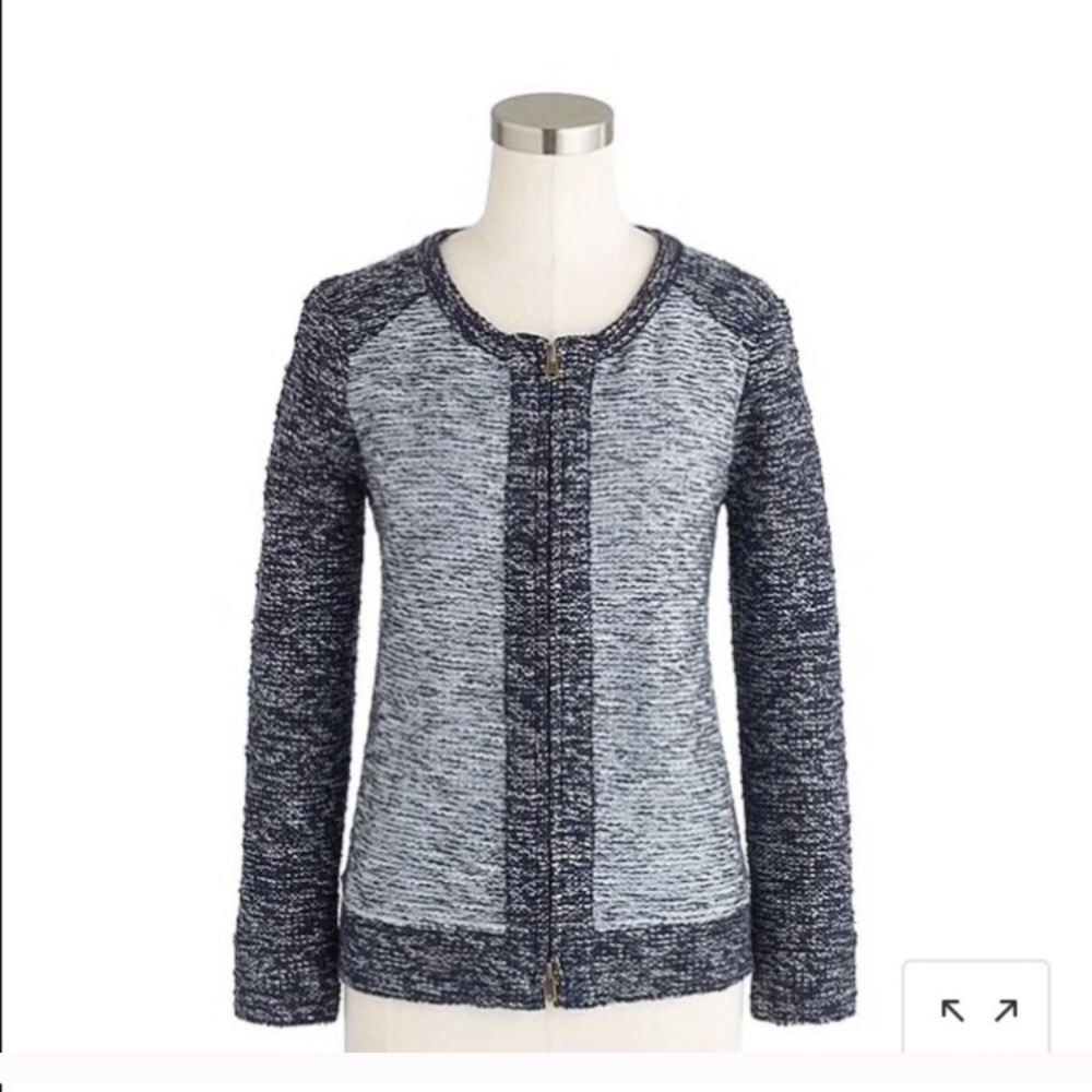 Tweed J. Crew sweater jacket L